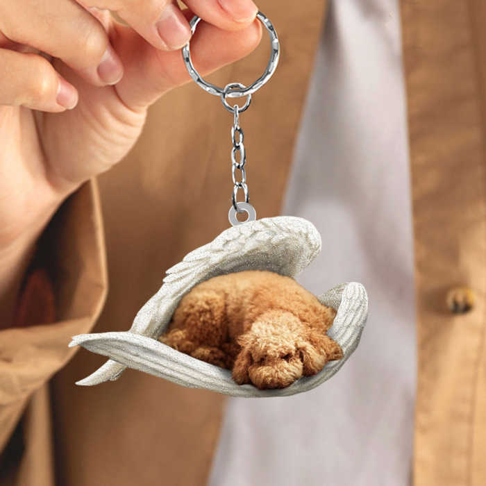 Poodle Sleeping Angel Acrylic Keychain | Shop Now