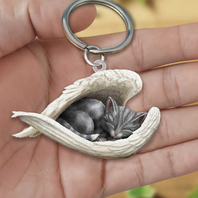 Cat Sleeping Angel Acrylic Keychain | Shop Now