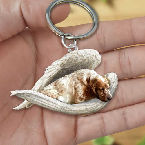 English setter Sleeping Angel Acrylic Keychain | Shop Now
