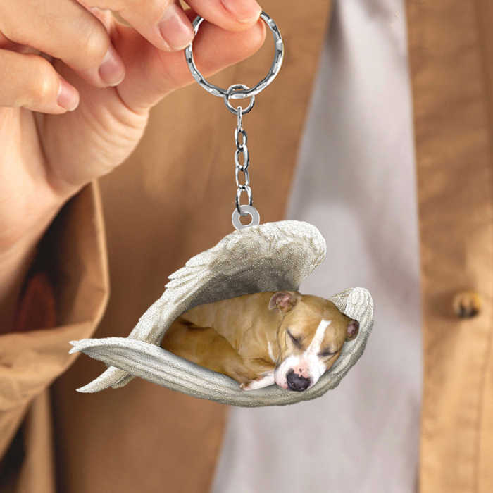 Stafford shire Bull Terr  Sleeping Angel Acrylic Keychaine | Shop Now