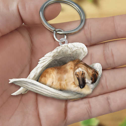 Afghan Hound Sleeping Angel Acrylic Keychain | Shop Now
