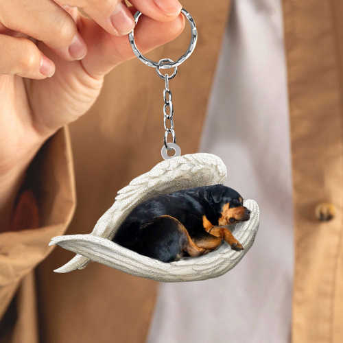 Rottweiler Sleeping Angel Acrylic Keychain | Shop Now