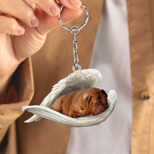 Dogue de Bordeaux Sleeping Angel Acrylic Keychain | Shop Now