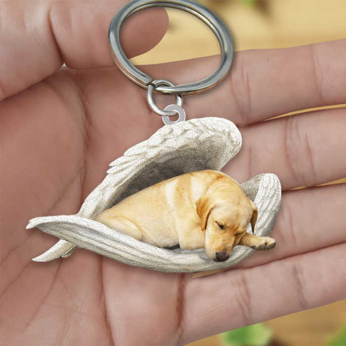 Yellow Labrador Sleeping Angel Acrylic Keychain | Shop Now