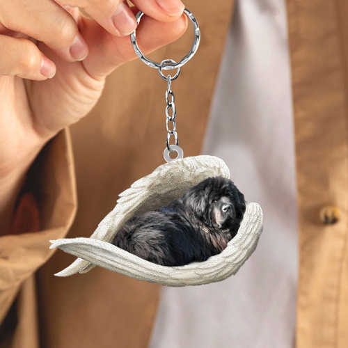 New foundland dog Sleeping Angel Acrylic Keychain | Shop Now