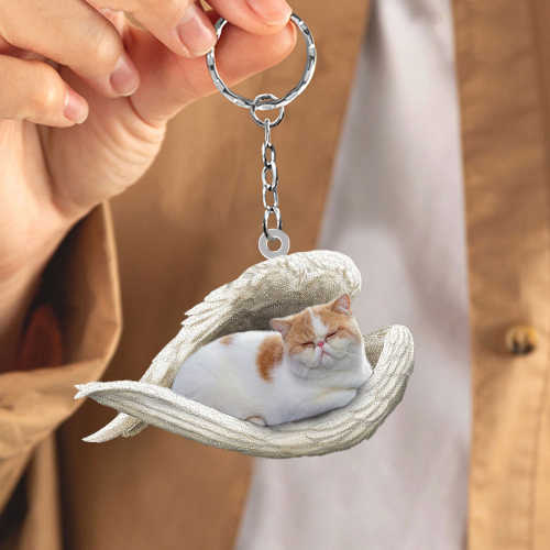 Exotic Shorthair Cat Sleeping Angel Acrylic Keychain | Shop Now