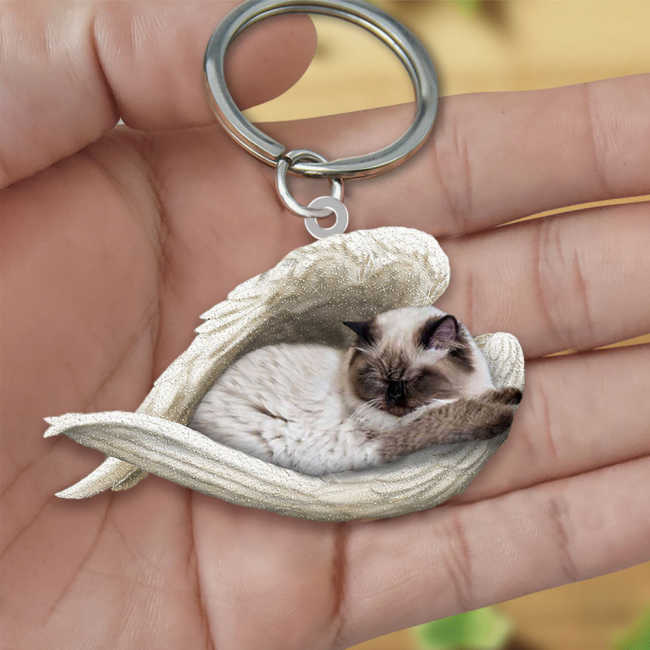 Himalayan Cat Sleeping Angel Acrylic Keychain | Shop Now