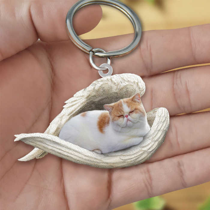 Exotic Shorthair Cat Sleeping Angel Acrylic Keychain | Shop Now