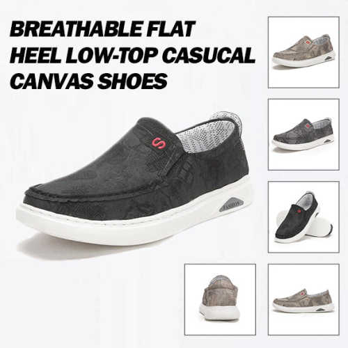 BREATHABLE FLAT HEEL LOW-TOP CASUCAL CANVAS SHOES