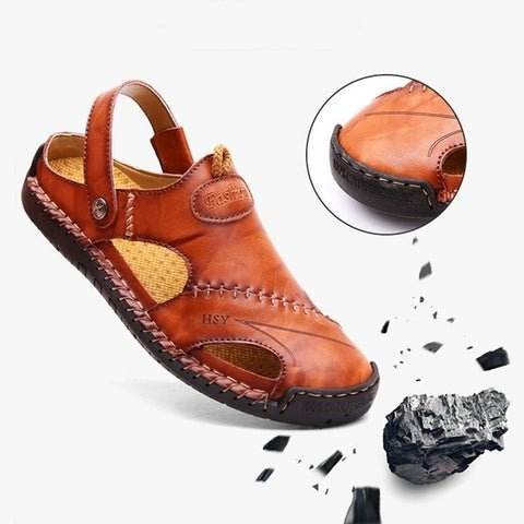 🔥FATHER'S DAY PROMOTION 50% OFF - LARGE SIZE SOFT LEATHER MEN'S BREATHABLE OUTDOOR SANDALS