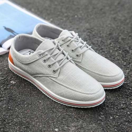 Comfortable Casual Shoes Mens Canvas Shoes For Men Lace-Up Brand Fashion Flat Shoes