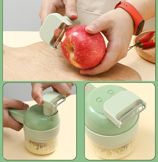 4 In 1 Handheld Electric Vegetable Cutter Set（50% OFF) - USB Rechargeable