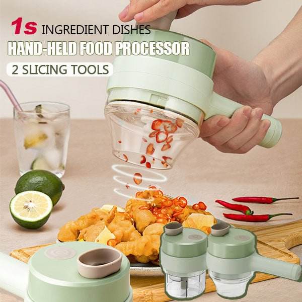 4 In 1 Handheld Electric Vegetable Cutter Set（50% OFF) - USB Rechargeable