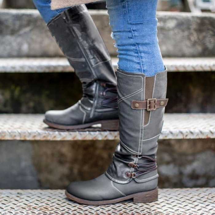 TRENDING WINTER BOOTS | Women's Vintage Leather Zipper High Snow Boots