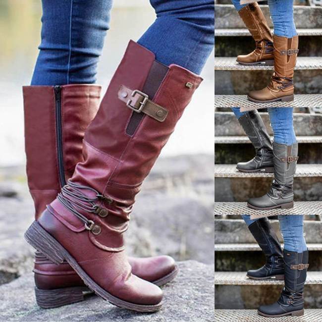 TRENDING WINTER BOOTS | Women's Vintage Leather Zipper High Snow Boots