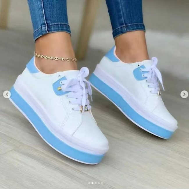 Casual Lace Up Tennis Round Toe Platform Sneakers for Women