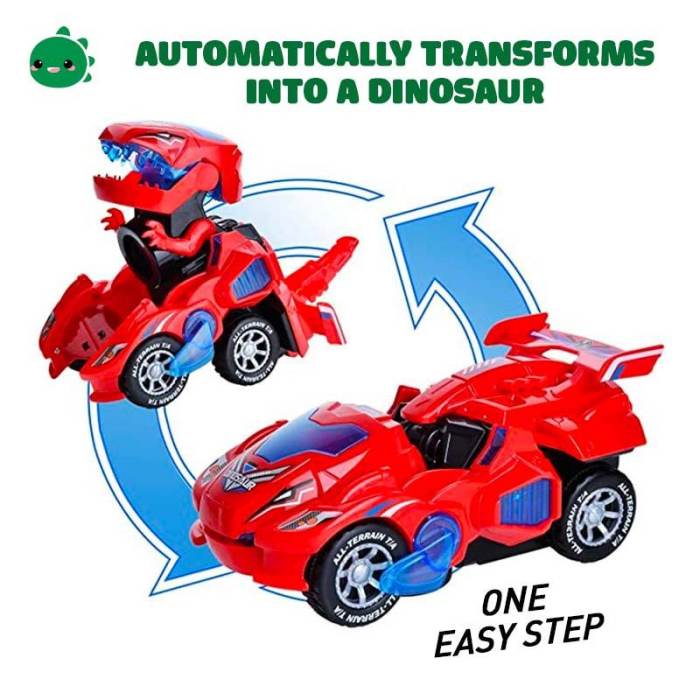 🎄Christmas Hot Sale - LED Dinosaur Transformation Car Toy