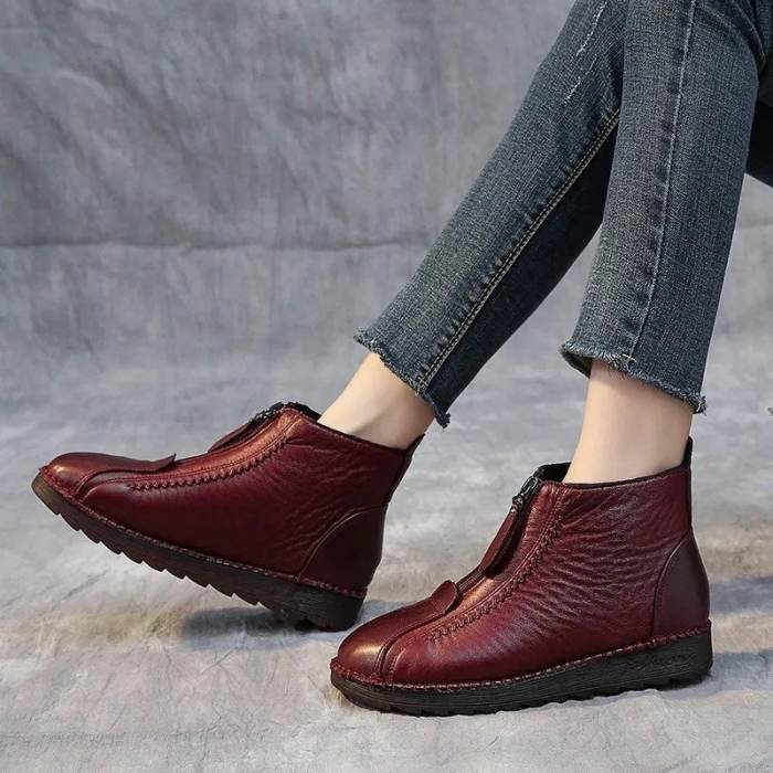 Women's Genuine Leather Non-Slip Ankle Boots