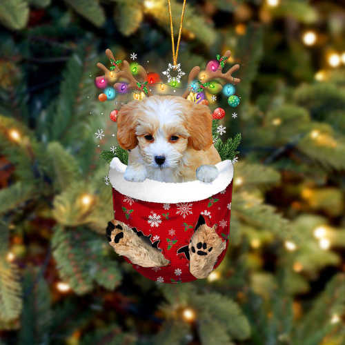 Shih Poo In Snow Pocket Christmas Ornament