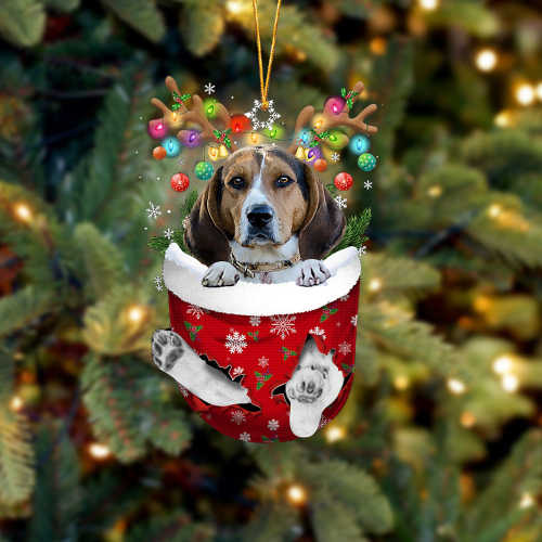 Treeing Walker Coonhound In Snow Pocket Christmas Ornament