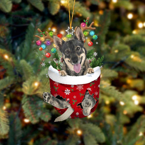 Swedish Vallhund In Snow Pocket Christmas Ornament