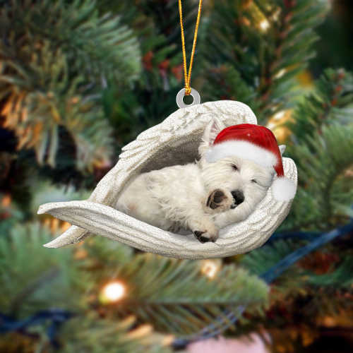 West highland white terrier Sleeping Angel Christmas Ornament