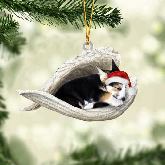 Tricor corgi Sleeping Angel Christmas Ornament