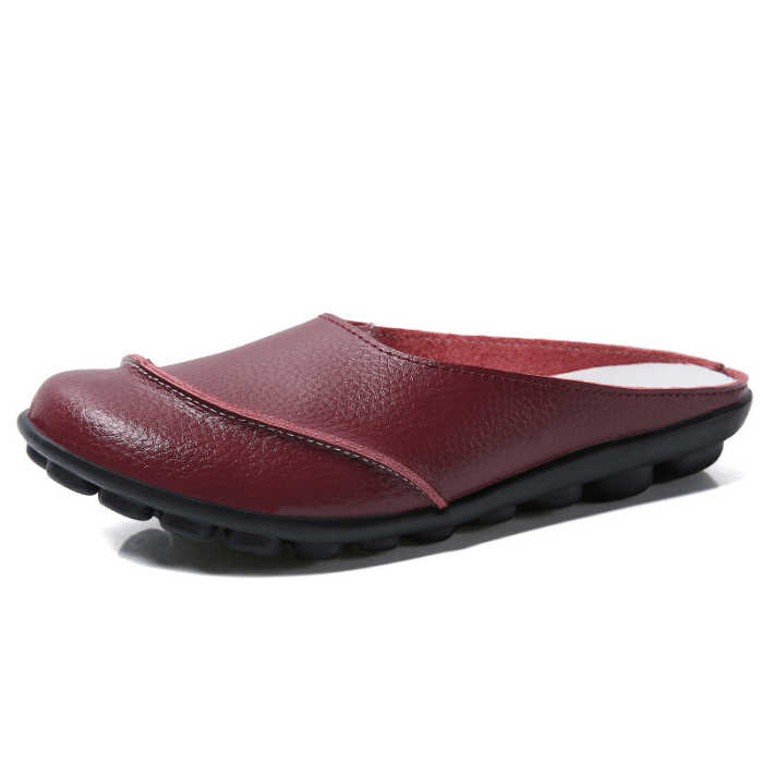 Owlkay Slippers Wear Leather Soft Soles And Comfortable Flat Shoes