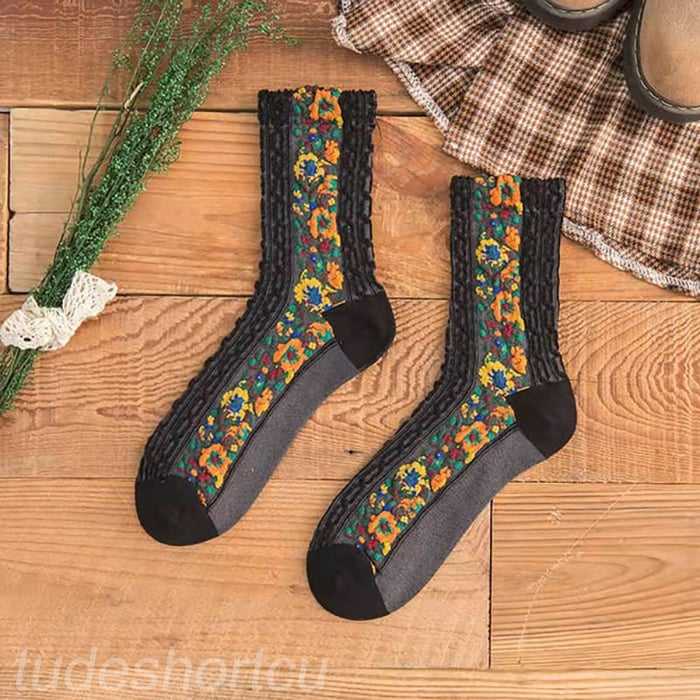 Encouragey Embroidered Floral Women Socks