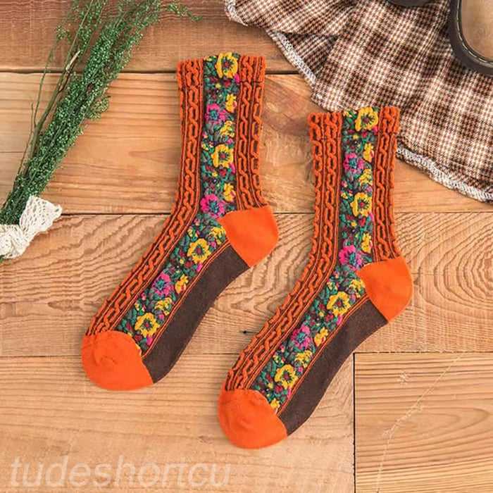 Encouragey Embroidered Floral Women Socks