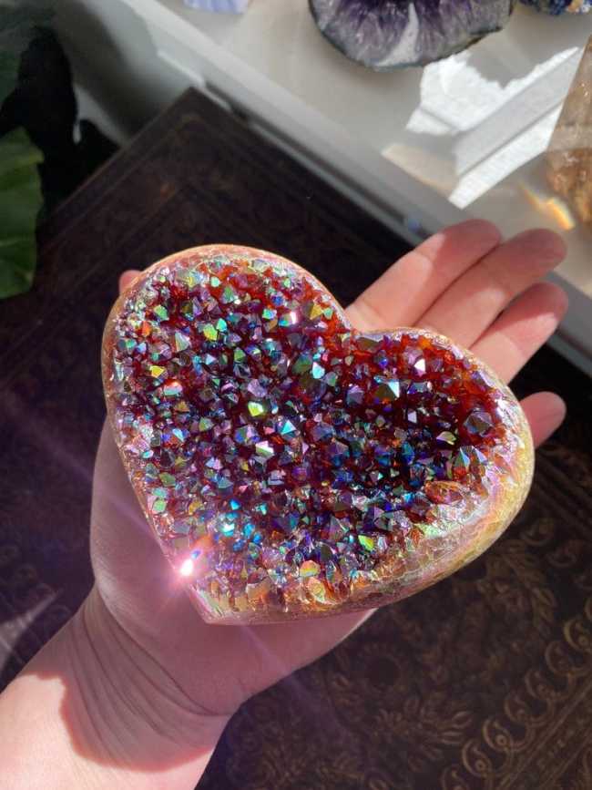 🎁Last Day 50%-Angel Aura Heart Shaped Rainbow Crystal Cluster