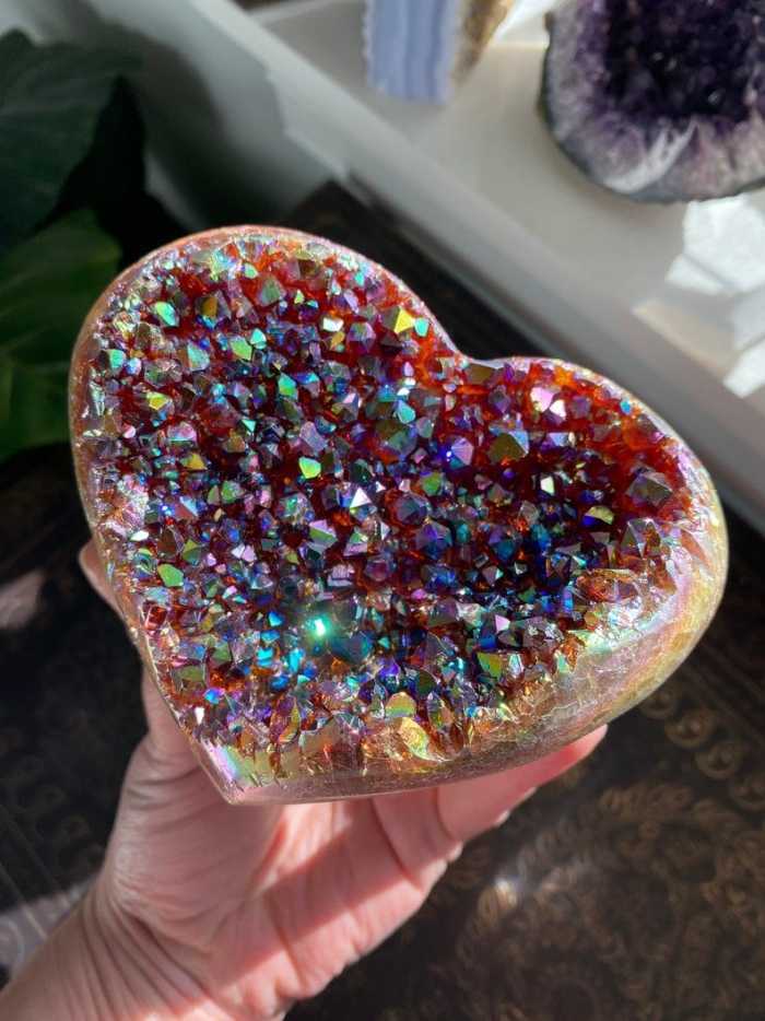 🎁Last Day 50%-Angel Aura Heart Shaped Rainbow Crystal Cluster