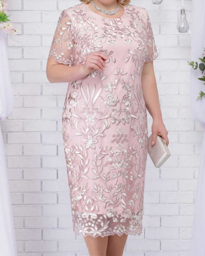 Plus Size Patchwork Embroidered Lace Dress