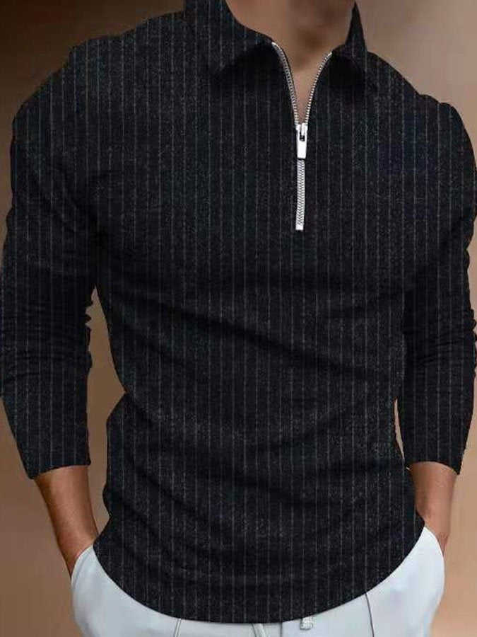 Polo Striped Business Temperament Shirt Collar Men's Tops