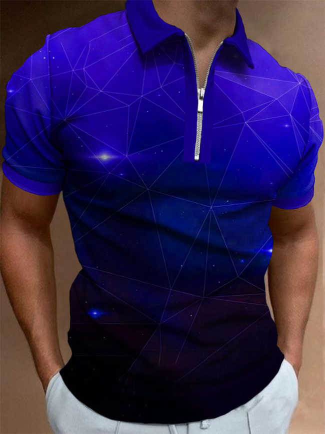 Men's Technology Line Geometric Short-Sleeved Polo Shirt