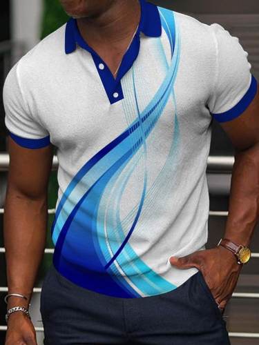Men's Casual Printed Short-Sleeved Polo Shirt