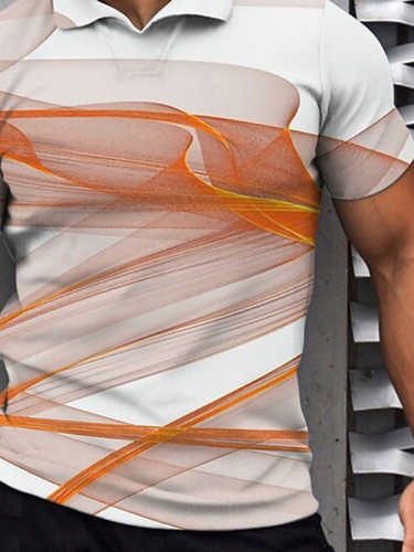 Men's Painted Print Short Sleeve Polo Shirt