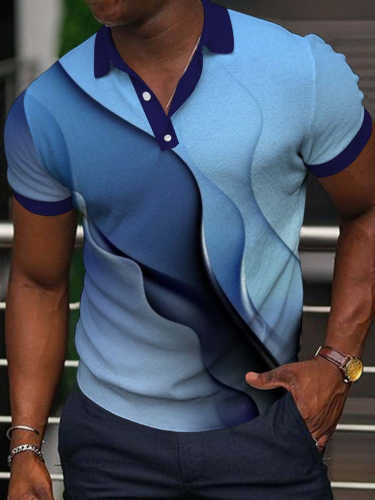 Men's Casual Printed Short-Sleeved Polo Shirt