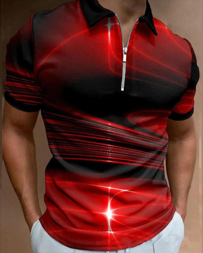 Men's Casual Gradient Print POLO Shirt