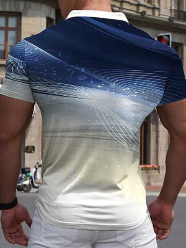 Men's Digital Print Short Sleeve Polo Shirt