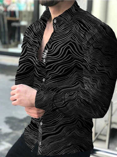 Men's Casual Zebra Print Long Sleeve Shirt