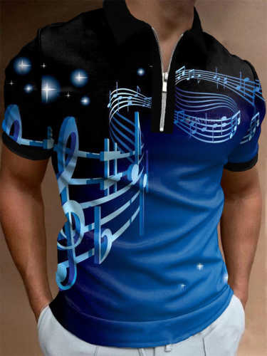 Men's Gradient Music Casual Polo Shirt