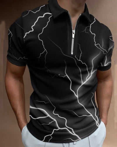 Men's Gradient Lightning Print Polo Shirt
