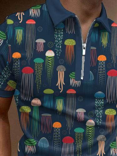 Men's Jellyfish Pattern Polo Shirt