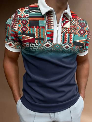 Men's Art Ethnic Style Print Polo Shirt