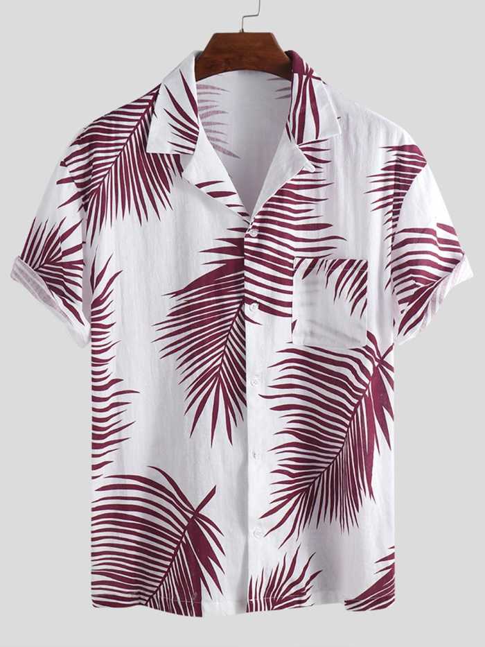 Hawaiian holiday floral print Polo short sleeve loose shirt