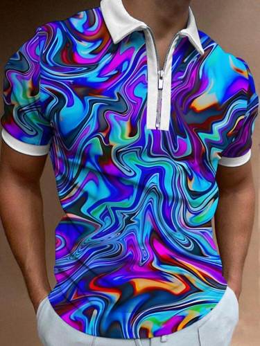 Men's Color Hippie Mushroom Print Casual Polo Shirt