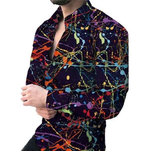 Men's Casual 3D Printed Long Sleeve Shirt