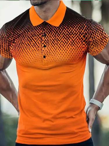 Men's Fashion Print Short Sleeve Polo Shirt