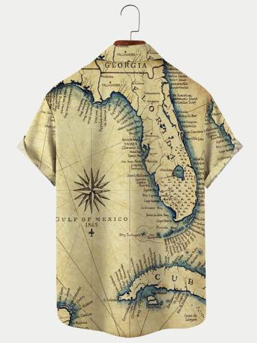 Vintage Hawaiian Shirt Florida Map Aloha Shirt